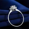 Anelli di fidanzamento con diamanti simulati SONA da 0,6 ct placcati in oro bianco 14k, anello nuziale unico in argento 925 pregiato