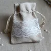 Lace Linen Gift Pouch 8x10cm 9x12cm 9x15cm pack of 50 Party Favor Jute Bag Sack