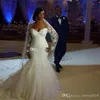 Długie rękawy koronkowe sukienki ślubne syreny Południowa Afryka Sheer Applique plus size kościół ślubna suknia ślubna