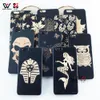 Black Phone Cases For iPhone 6 7 8 Plus 11 12 Pro Xs Xr X Max Engraving Wooden PC Custom Pattern LOGO Fashion Back Cover Shell Wholesale