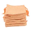 9x12cm Personnalisé Faux Jute Cordon Bijoux Sacs Petites Pochettes Toile De Jute Orange Blanc Lin Tissu Cadeau emballage sacs Hessian sac à vendre