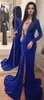 2019 Royal Blue Prom Dress Sexy Deep V Neck Backless Chiffon Abito lungo per occasioni speciali Abito da sera per feste Plus Size abiti da festa