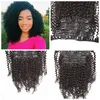 100% cabelo humano brasileiro crespo encaracolado grampo em extensões de cabelo 12-26 polegadas 120g 7 pçs/conjunto grampo de cabelo preto natural tece G-EASY