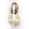 Women Ombre Wave Synthetic Hair Wig Fashion Heat Resistant Hair Brown Beige Mix Color Gradient Golden Long Wavy Cosplay Wigs Female Party