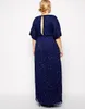 2019 Navy Semeding Plus Taille Mother of the Bride Robes V Neck Aline Robe Formal Longueur Mémoire Robes de soirée avec S9619397