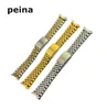 13mm 17mm 20mm Silver Gold Rose Gold Stainless Steel Watch Band Armband Böjd End Vaktband för Rolex Watch