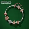 DORAPANG 925 Sterling Silver игристое сюрприз Мерцание рождественской елки Подвески Fit Браслеты Rose Clear CZ Женщины DIY подарков