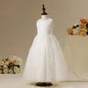 vestidos de daminha White Tulle Lace Beaded Ball Gown Long Flower Girl Dresses For Weddings 2015 Kids Birthday Party Dresses