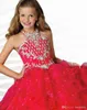 Glitz Girl's Pageant Dresses Halter Cristalli Paillettes Organza pieghettato Ragazze Ball Gown Principessa Abiti da festa di nozze RG6684 ritz3054