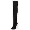 Women High Heels Over the Knee Boots Fashion prom shoes ladies thigh high Boots black women pumps peep toe long boots
