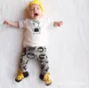 Niedliche Karikatur kleines Monster Baby Mädchen Jungen Outfits Sommer Sets Junge Baumwolle Tops T Shirts + Pluderhosen 2pcs Kleidung Anzüge 11902