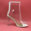 Clear Plastic Wedding Shoes Boots See Through PVC Women Boots Short Back Zipper Custom Color Block Heels 10 Runway Collections Ankle Boots