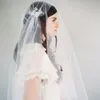 Försäljning Ivory Bridal Veils Illusion Tulle 42 tum med 34 tums blusher med elfenben spets Juliet Cap Wedding Veil Vintage 1920s slöjor