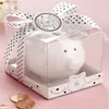 Gratis verzending 50 stks Li'l Saver Gunsten Ceramic Mini Piggy Bank in Geschenkdoos met Polka Dot Lint Bow Baby Shower Kindergeschenken