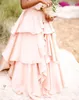 Blush Pink Flower Girl Jurken voor bruiloften Bateau Hals Mouwloze Tiered Lange Volledige lengte Kinderen Bruiloft Formele Wear Tienerjurken