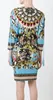 Vintage Print Women Sheath Dress Tassel 3/4 Sleeve Mini Dresses 098A695