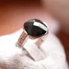 Anelb Peppers in Micro Square Black Onyx Crystal 925 Sterling Zilveren Ring Vintage Sieraden Ringen voor Vrouwen