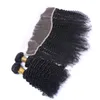 Cabelo Humano não processado brasileiro Cru Indiano Virgem Extensão Do Cabelo Remy Afro Kinky Onda Do Cabelo Humano Macio Com Fechamento de Renda Frontal 4 Pçs / lote