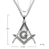 Heren roestvrijstalen maçonnieke Illuminati-symbool Mason-hangerketting verguld met Cubaanse ketting voor heren Dames317l
