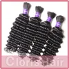 Bulks Deep Wave Cabello humano a granel malasio para extensiones Sin trama Paquetes de tejido de cabello trenzado rizado suave 3 piezas Cabello trenzado sin procesar I