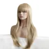 Perruques de dames de fête perruque blonde cheveux raides résistant à la chaleur longue perruque blonde avec frange perruques synthétiques pour les femmes75986015354426