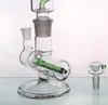 Bubblers Bongs 물 파이프 코일 퍼크 인라인 퍼크 그린 그린 봉 석유 굴뚝 코일 봄 퍼크 Recyler 오일 조작 유리 봉 흡연 파이프