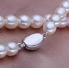 Collana di perle naturali a forma di riso bianca all'ingrosso 7-8mm con chiusura in argento 925