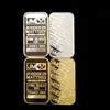 50 st icke -magnetiska amerikanska Johnson Matthey Badge JM One Ounce 24k Real Gold Silver Plated Metal Souvenir Coin med Diiferent Ser239N