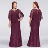 Bourgondië plus size kant formele jurken met wrap kralen juweel nek zeemeermin avondjurken goedkope vloer lengte prom dress