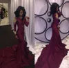 Sexy Highneck Gold Appliques Ruffles Tiered Party Reception Dress Sweep Train Burgundy New South African Mermaid Prom Evening Dre8292007