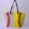 Классическая печать бейсбольная сумка Яркие Желтые Софтбол Путешествия Сумки Холст Покупки Кошелек Команда Аксессуары Tote Domil281