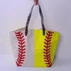 Silk Printed Softball Canvas Shopping Bag CN Warehouse Large Capacity Latice Travel Bags Team Accessories Tote Domil281