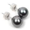 9-10mm Tahitian Black Natural Pearl Stud Earrings 925 Silver 액세서리