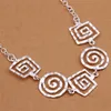 Collier en argent 925 en forme de spirale de grille, 6 pièces, beaucoup de style mixte, tout nouveau collier en argent sterling avec pierres précieuses pour femmes, EMP52