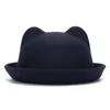 Autumn Winter Women Children Top Hats Faux Wool Ladies Bucket Hats Boys Girls Child Kids Cute Cat Ears Dome Cap GH-35