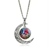 Stora charms halsband för kvinnor märke silver smycken mode uttalande halsband glas galaxkrokar halsbyxor maxi moon halsband