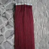 # 99J Red Wine Tape Hair 100% Brazylijski Ludzki Przedłużanie Prosta Taśma W Hair Extensions Human Hair 100g 40 sztuk