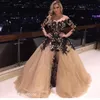 2019 Black Prom Dress Off Shoulder Tulle Detachable Skirt Train Long Special Occasion Dress Party Dress Plus Size vestidos de festa longo