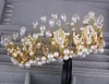 Золотые винтажные свадебные ювелирные изделия головной убор жемчуга аксессуары для волос хрустальные волосы повязки повязки для волос Bridal Crown Tiara свадебные украшения HT121