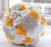 Lindo casamento flores nupcial bouquets marfim branco artificial buquê de casamento de cristal brilho com pérolas 2016 buque de noiva