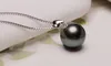 Yhamni Original Flawless Black Pearl Pendant Halsband med Solid 925 Silver Chain Halsband Bröllop Smycken För Kvinnor N001