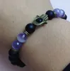 SN0440 8mm Black Matte Onyx Bracelet For Men Antique Bronze Hamsa Charms bracelets Amethyst crystal bracelet245Y