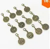 /100pcs Antique Bronze Zodiac Charms twelve Constellations Metal sign pendant 24x40mm