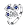 Meilleur cadeau Full Diamond Heart Clover 925 bague en argent STPR062C livraison gratuite toute nouvelle pierre précieuse blanche bagues plaquées en argent sterling