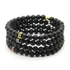 Vente en gros Summer Lady European American Fashion 6mm Matte Agate Stone avec Micro Inlay Black Zircons Spacer Cz Bracelets