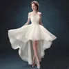 Modest 2016 New Arrivals High Low Wedding Dresses A-line Sexy Off Shoulder Lace Organza Beach Bridal Gowns Custom Made China EN6276