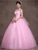Lyx tulle boll klänning quinceanera klänningar en axel söt 15-16 prinsessa klänningar godis rosa formell golvlängd klänning