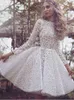 Long Sleeves Homecoming Dresses All White Lace Applique Prom Dresses Short Back Zipper Tiered Ruffle Custom Made Formal Occasion Party Dress