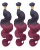 Malaysian Wine Red Body Wave Ombre Hair With Closure 4Pcs Lot Free Part #1B/99J Burgundy Ombre Lace Closure With Human Hair Bundles