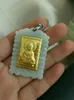 Guld inlaid Jade Guanyin Bodhisattva (Talisman). Halsband